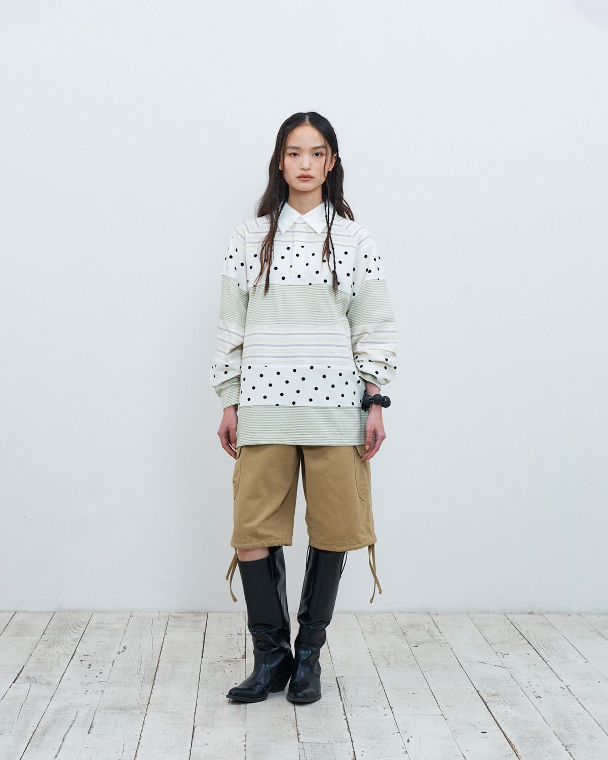 더뮤지엄비지터(THEMUSEUMVISITOR) WASHED CARGO BERMUDA PANTS (BEIGE)