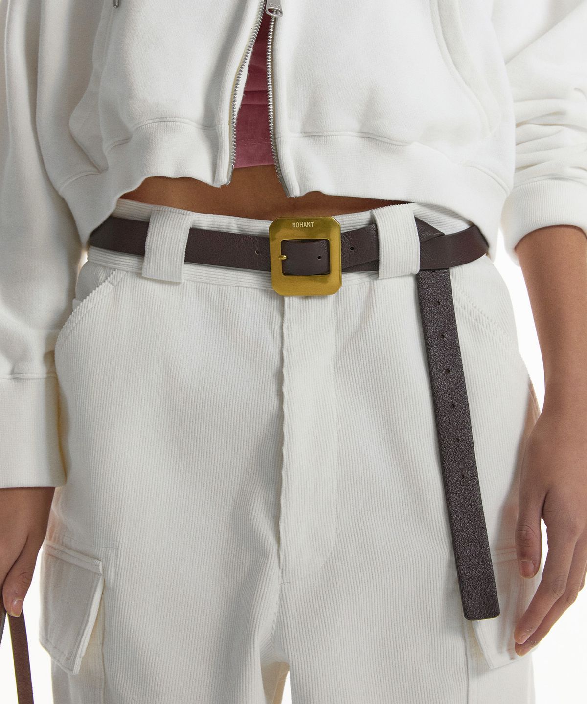 노앙(NOHANT) SQUARE BUCKLE LEATHER BELT-FRAME
