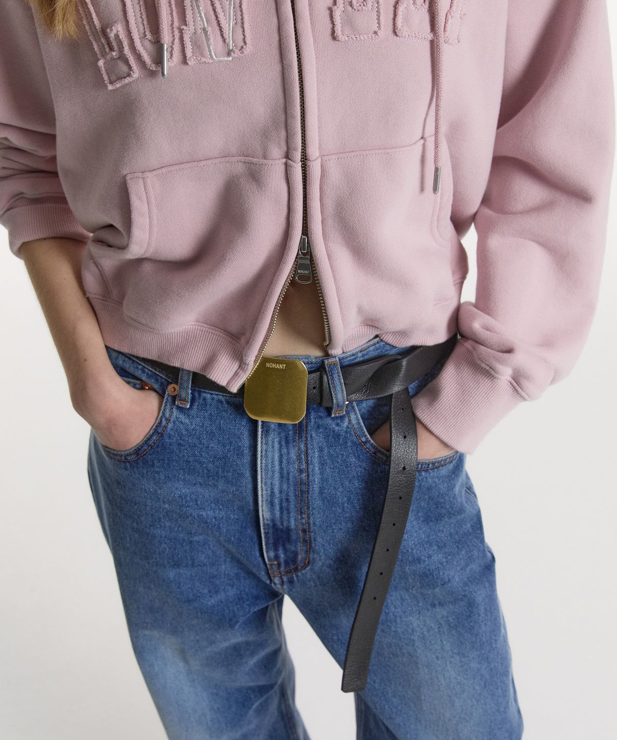 노앙(NOHANT) SQUARE BUCKLE LEATHER BELT-PLAQUE