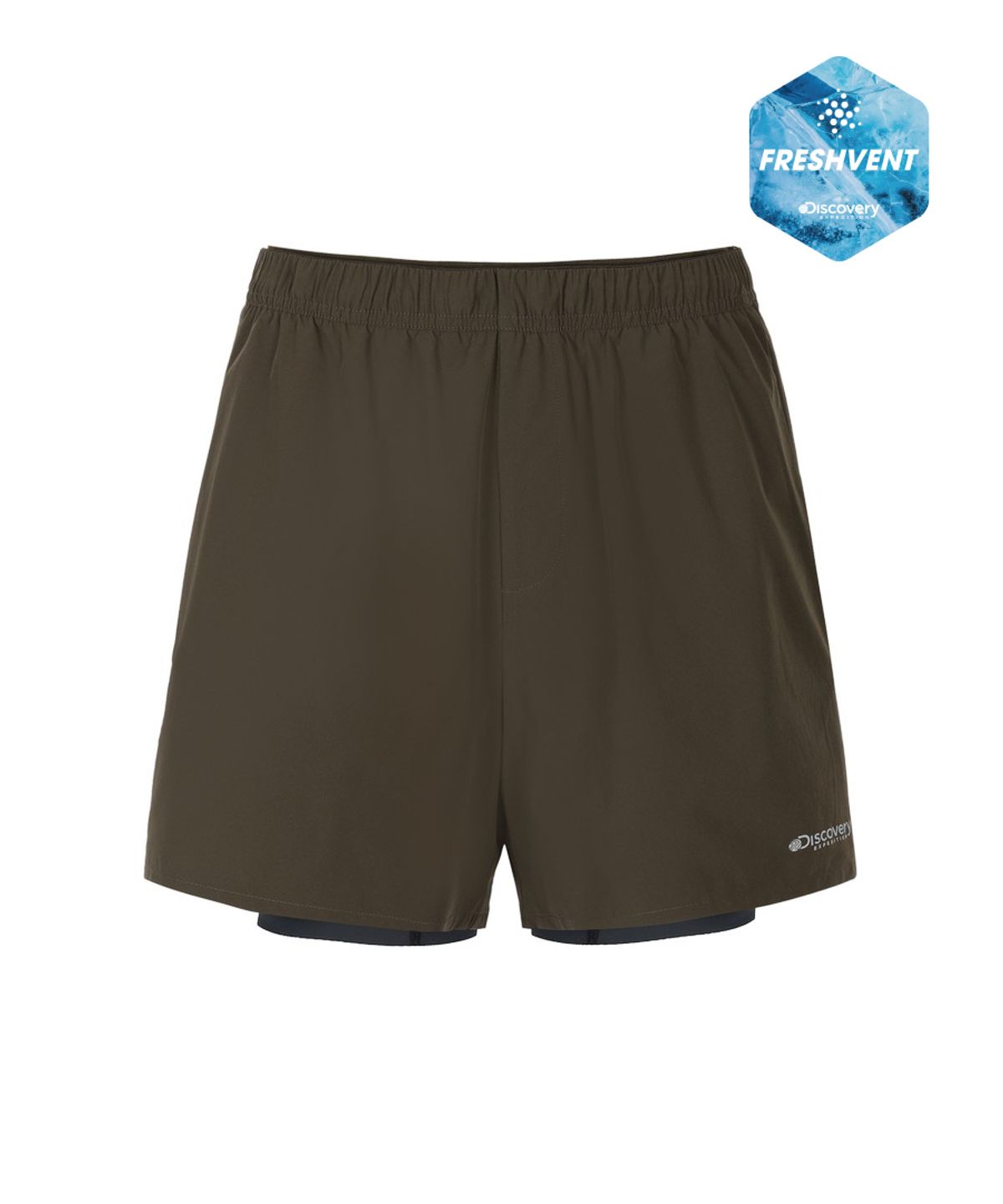 디스커버리 익스페디션(DISCOVERY EXPEDITION) 남성 프레시벤트 2IN1 러닝 쇼츠 (Brown)