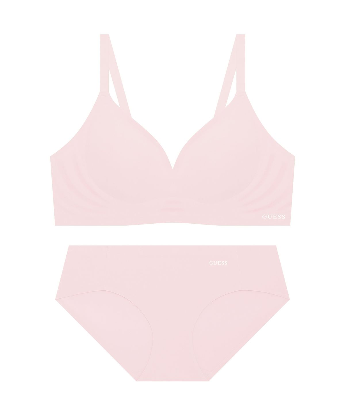 게스언더웨어(GUESS UNDERWEAR) 서포트 메쉬업 심리스 브라 팬티 세트 - 라이트핑크
