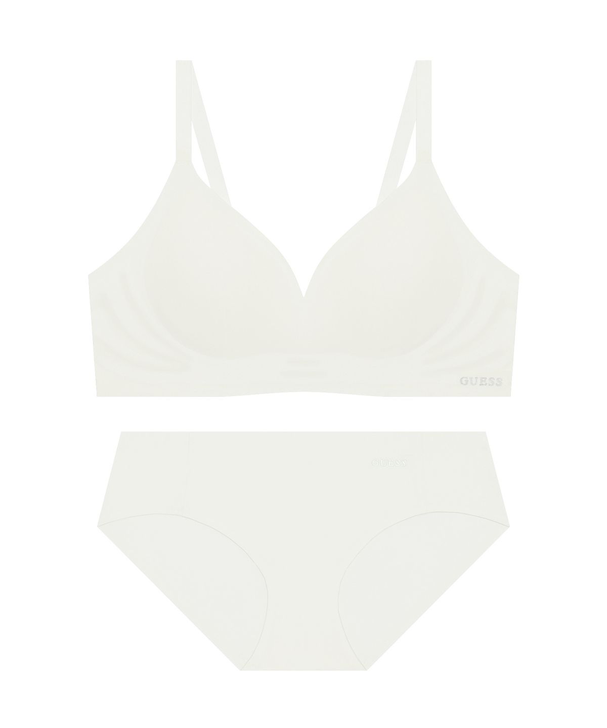 게스언더웨어(GUESS UNDERWEAR) 서포트 메쉬업 심리스 브라 팬티 세트 - 아이보리