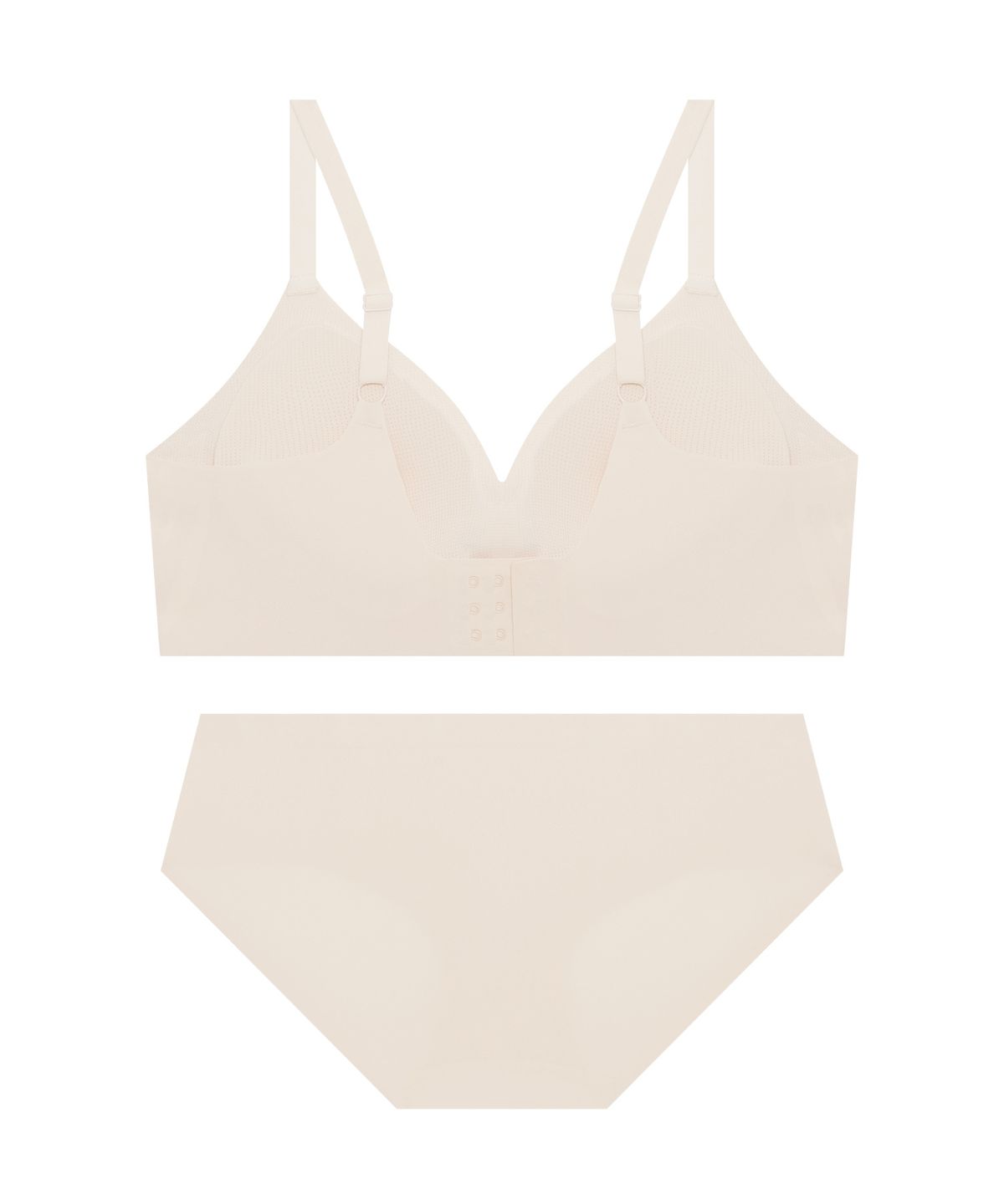 게스언더웨어(GUESS UNDERWEAR) 서포트 메쉬업 심리스 브라 팬티 세트 - 베이지