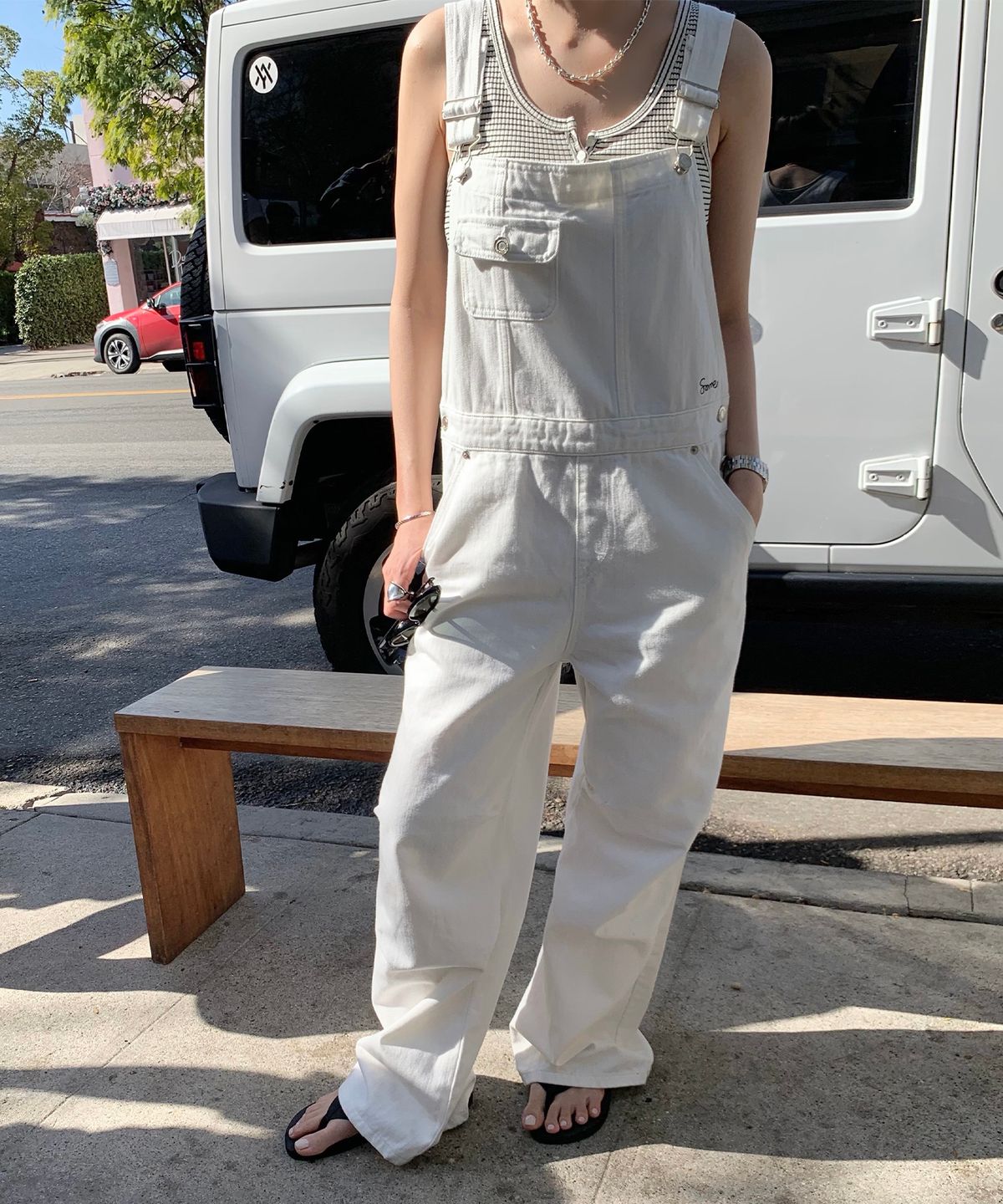 썸웨어버터(SOMEWHEREBUTTER) Hokey Cotton Overall - Ivory
