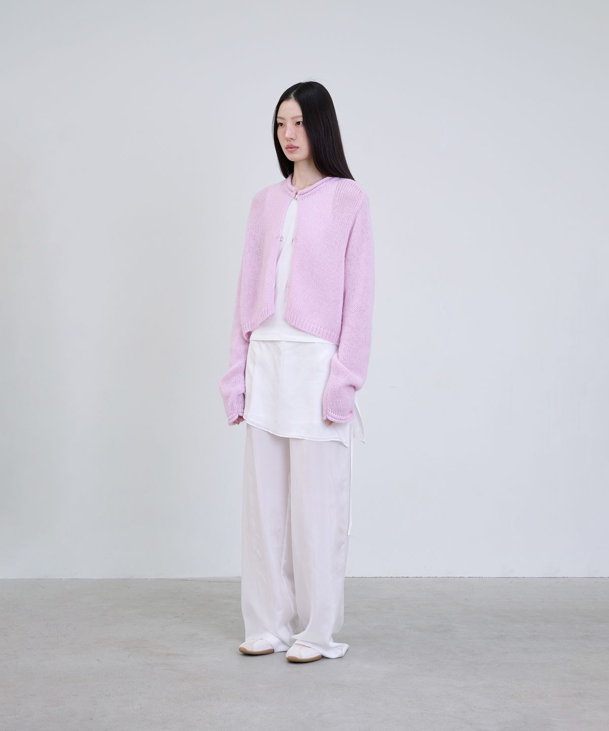 더애틋(THE AÉTUT) Mohair Wool Drawstring Cardigan_Pink