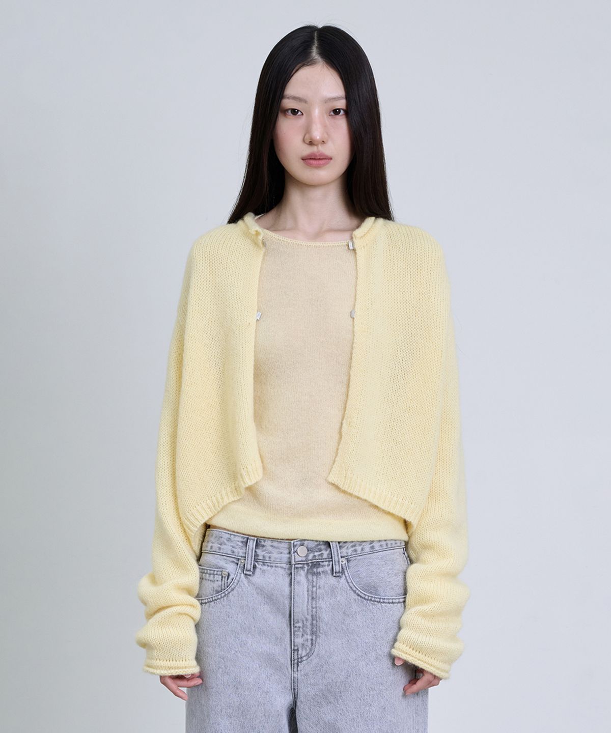더애틋(THE AÉTUT) Mohair Wool Drawstring Cardigan_Yellow
