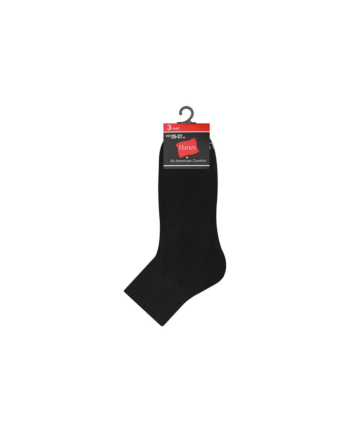 헤인즈(HANES) 쿼터 랭스 삭스 3P 블랙
