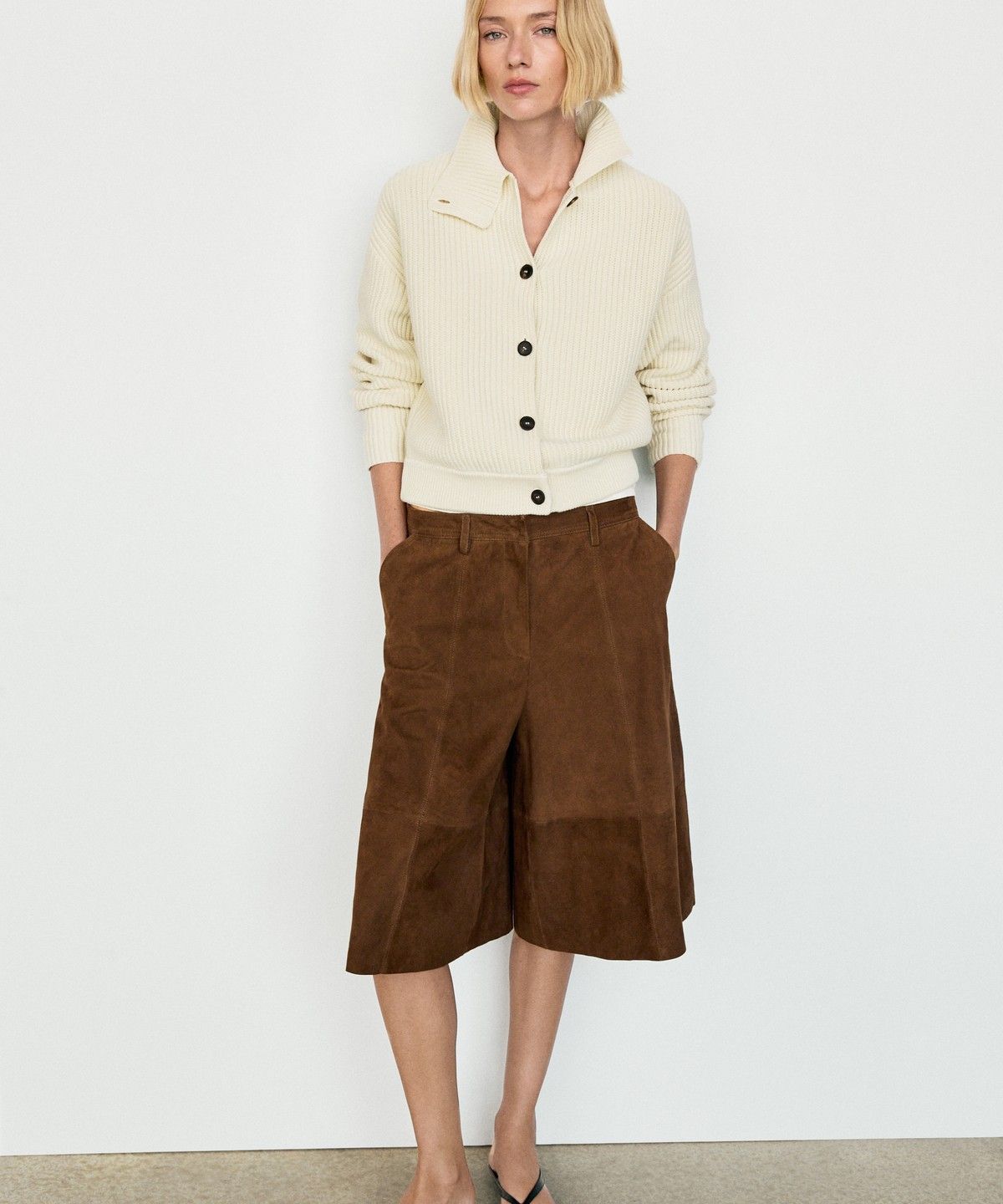 마시모두띠(MASSIMO DUTTI) 100% 코튼 터틀넥 니트 가디건