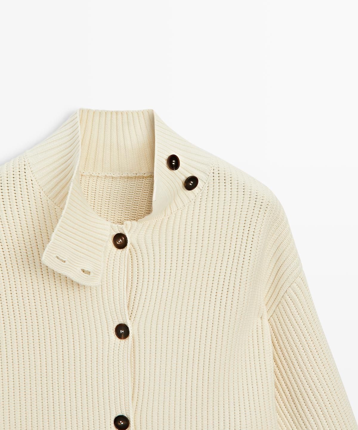 마시모두띠(MASSIMO DUTTI) 100% 코튼 터틀넥 니트 가디건