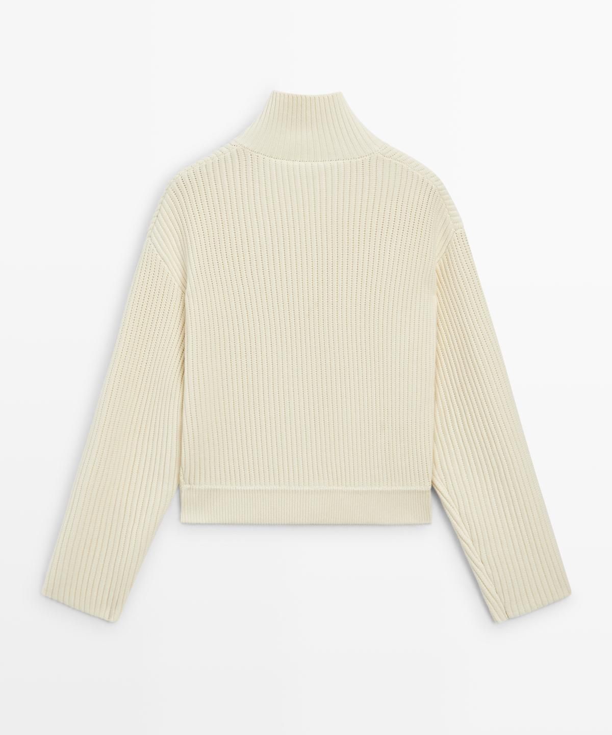 마시모두띠(MASSIMO DUTTI) 100% 코튼 터틀넥 니트 가디건