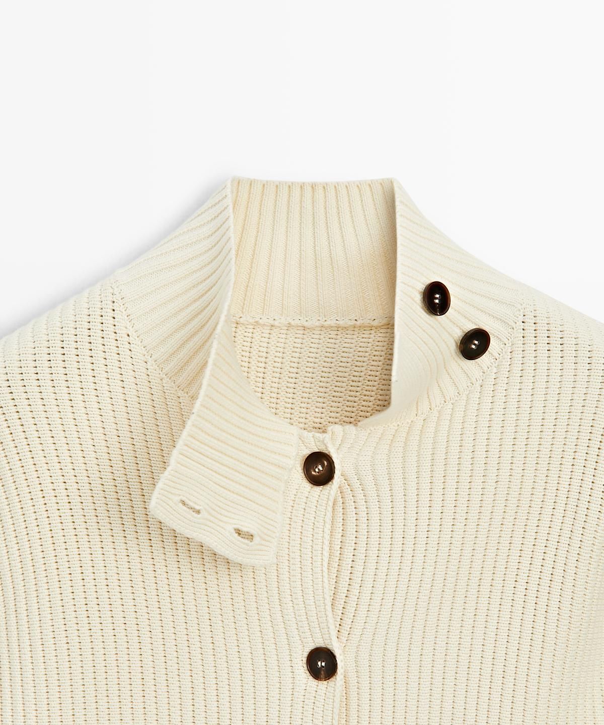 마시모두띠(MASSIMO DUTTI) 100% 코튼 터틀넥 니트 가디건