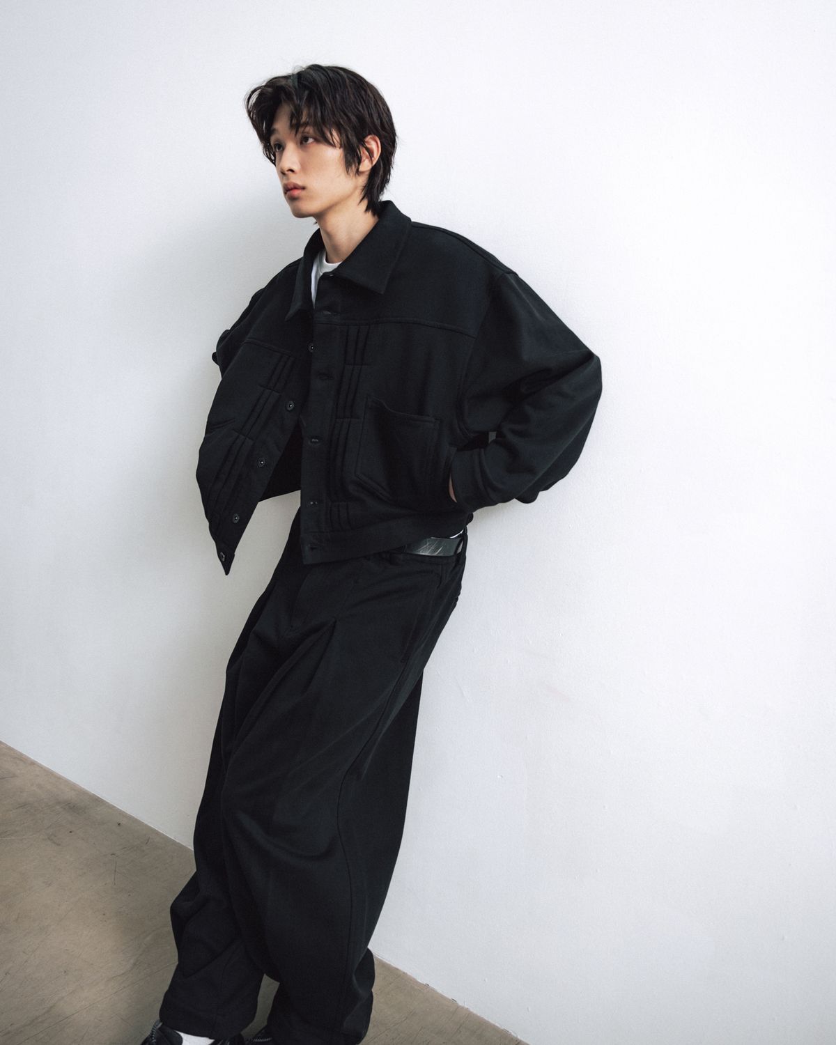 앵글런(ANGLAN) Heavy Sweat Trucker Jacket - Black