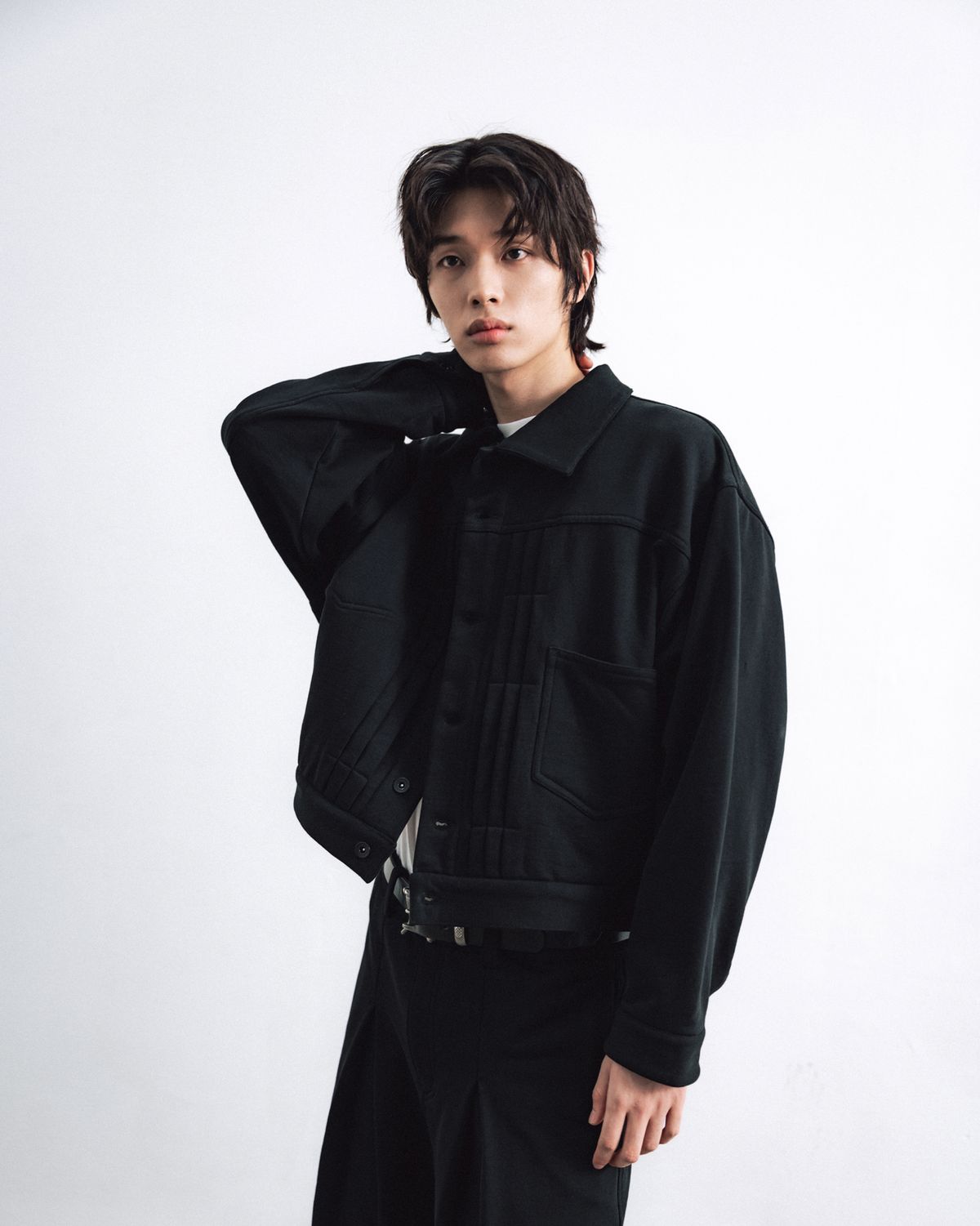 앵글런(ANGLAN) Heavy Sweat Trucker Jacket - Black