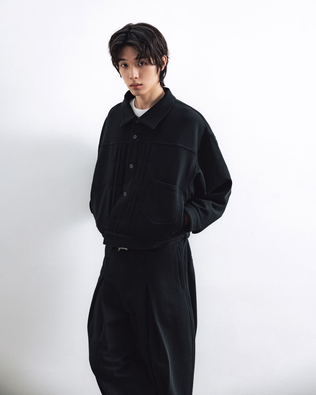 앵글런(ANGLAN) Heavy Sweat Trucker Jacket - Black