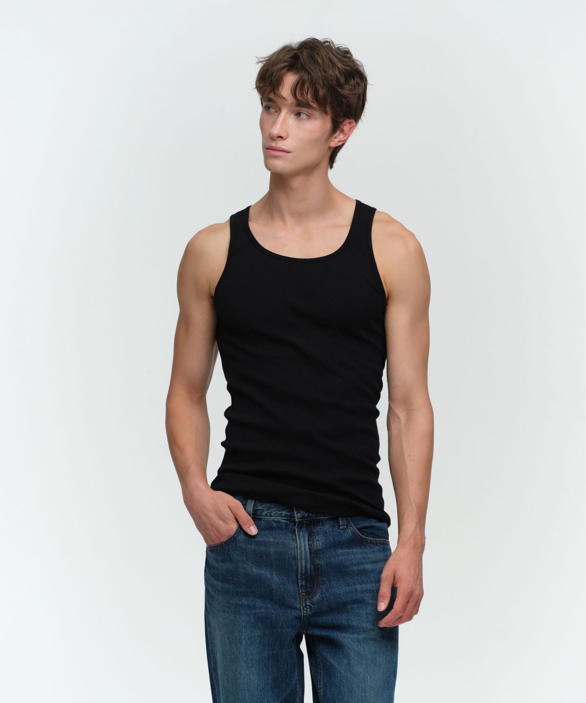 헤인즈(HANES) 2P A-셔츠 탱크탑 블랙 X 화이트