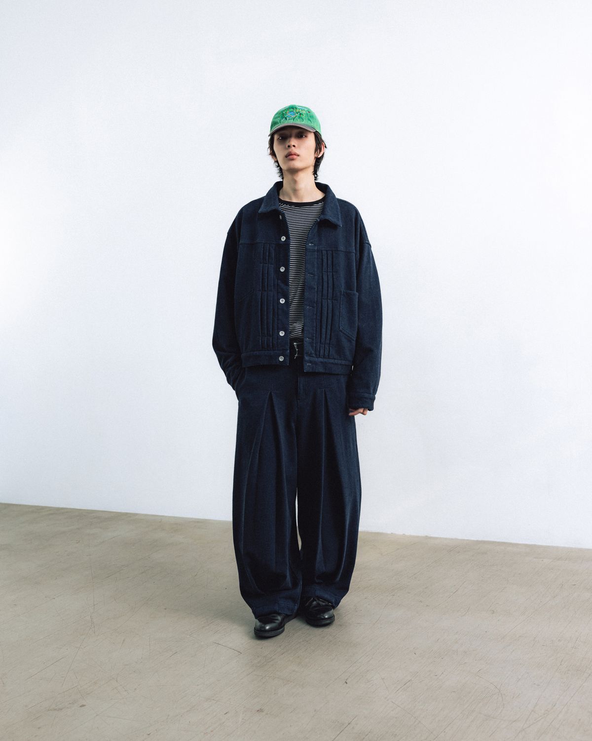앵글런(ANGLAN) Heavy Sweat Trucker Jacket - Indigo