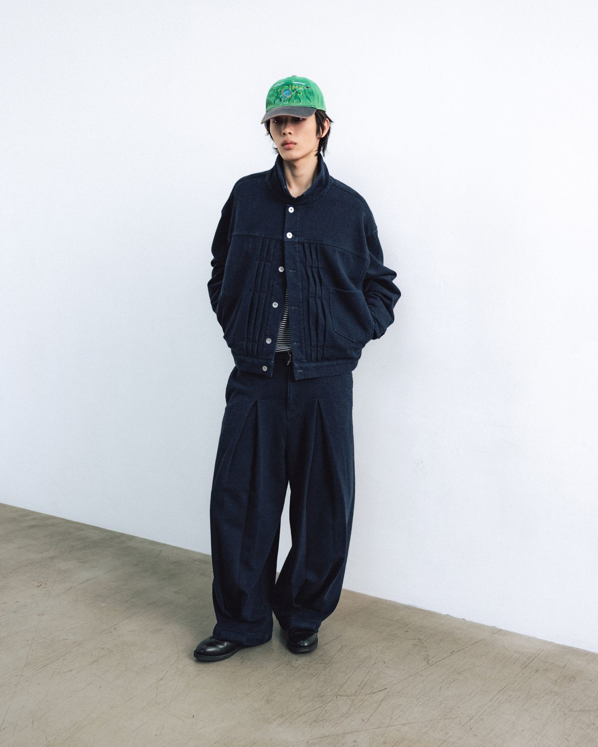앵글런(ANGLAN) Heavy Sweat Trucker Jacket - Indigo