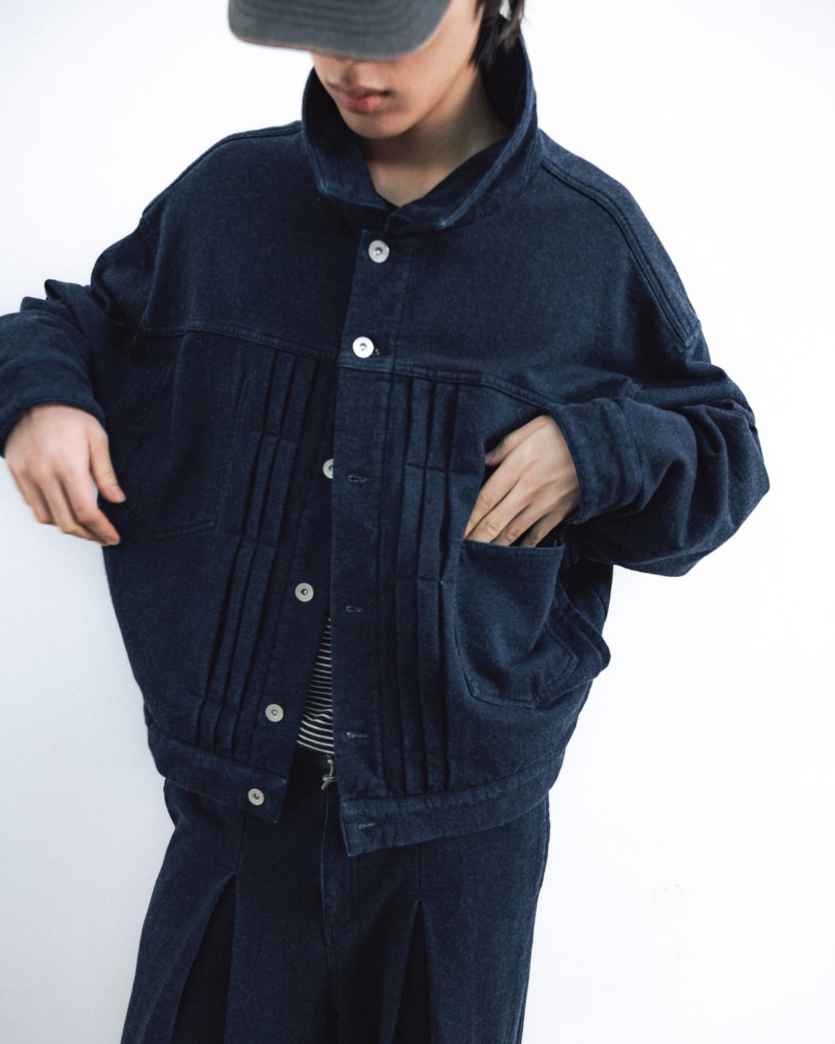 앵글런(ANGLAN) Heavy Sweat Trucker Jacket - Indigo