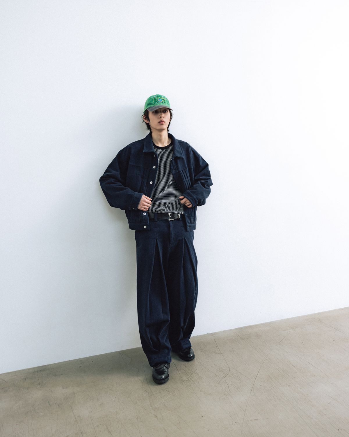 앵글런(ANGLAN) Heavy Sweat Trucker Jacket - Indigo