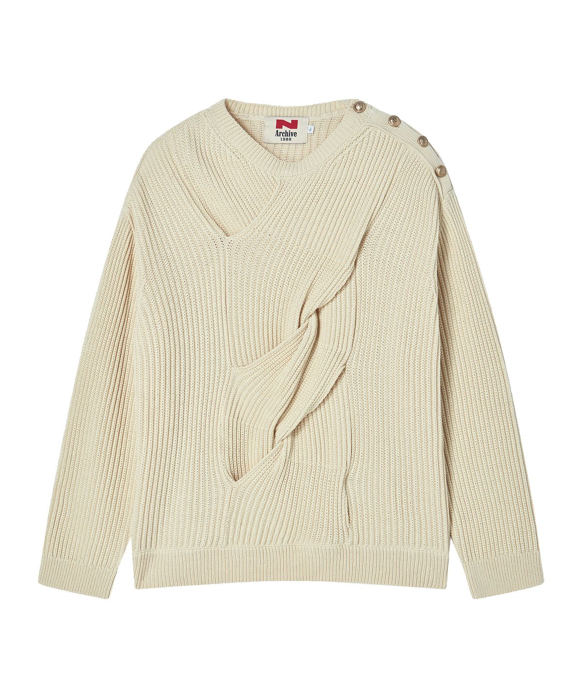 비욘드클로젯(BEYOND CLOSET) [COLLECTION LINE] 시그니처 케이블 코튼 니트 아이보리