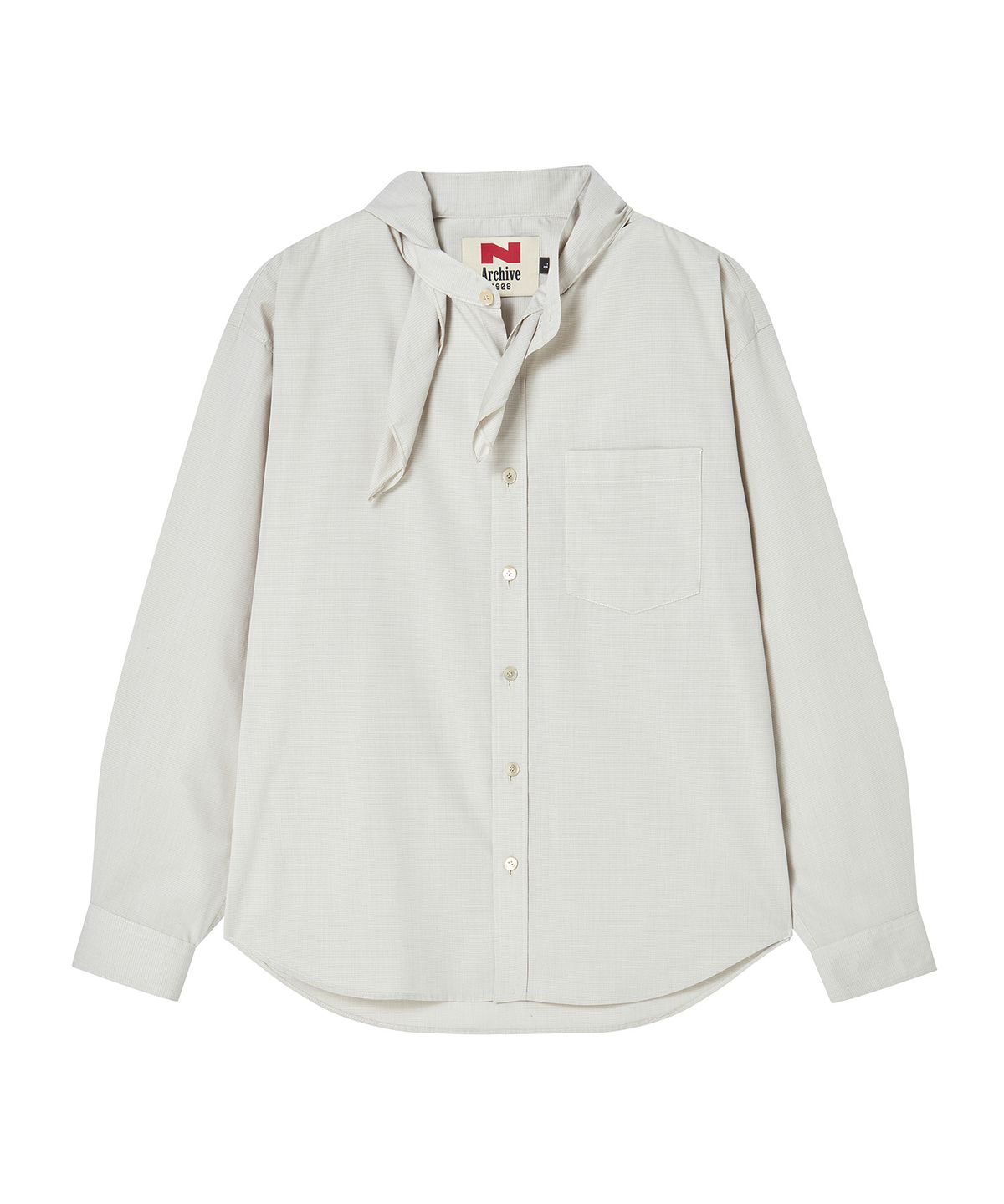 비욘드클로젯(BEYOND CLOSET) [COLLECTION LINE] 스카프 디테일 라운드 셔츠 아이보리