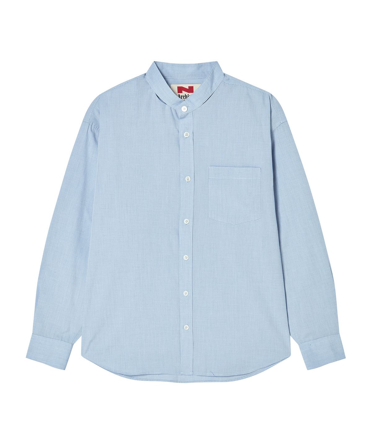 비욘드클로젯(BEYOND CLOSET) [COLLECTION LINE] 스카프 디테일 라운드 셔츠 블루