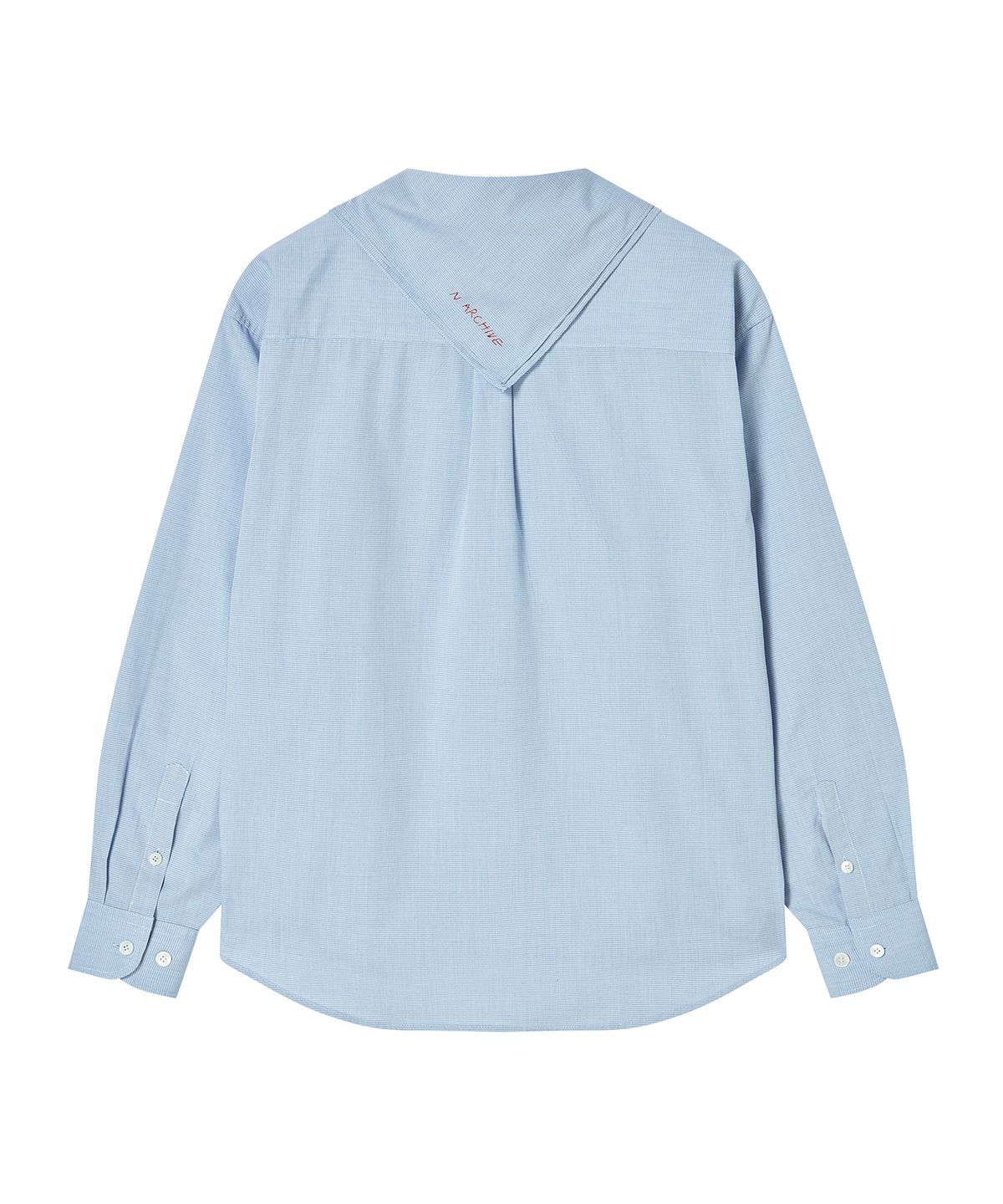 비욘드클로젯(BEYOND CLOSET) [COLLECTION LINE] 스카프 디테일 라운드 셔츠 블루
