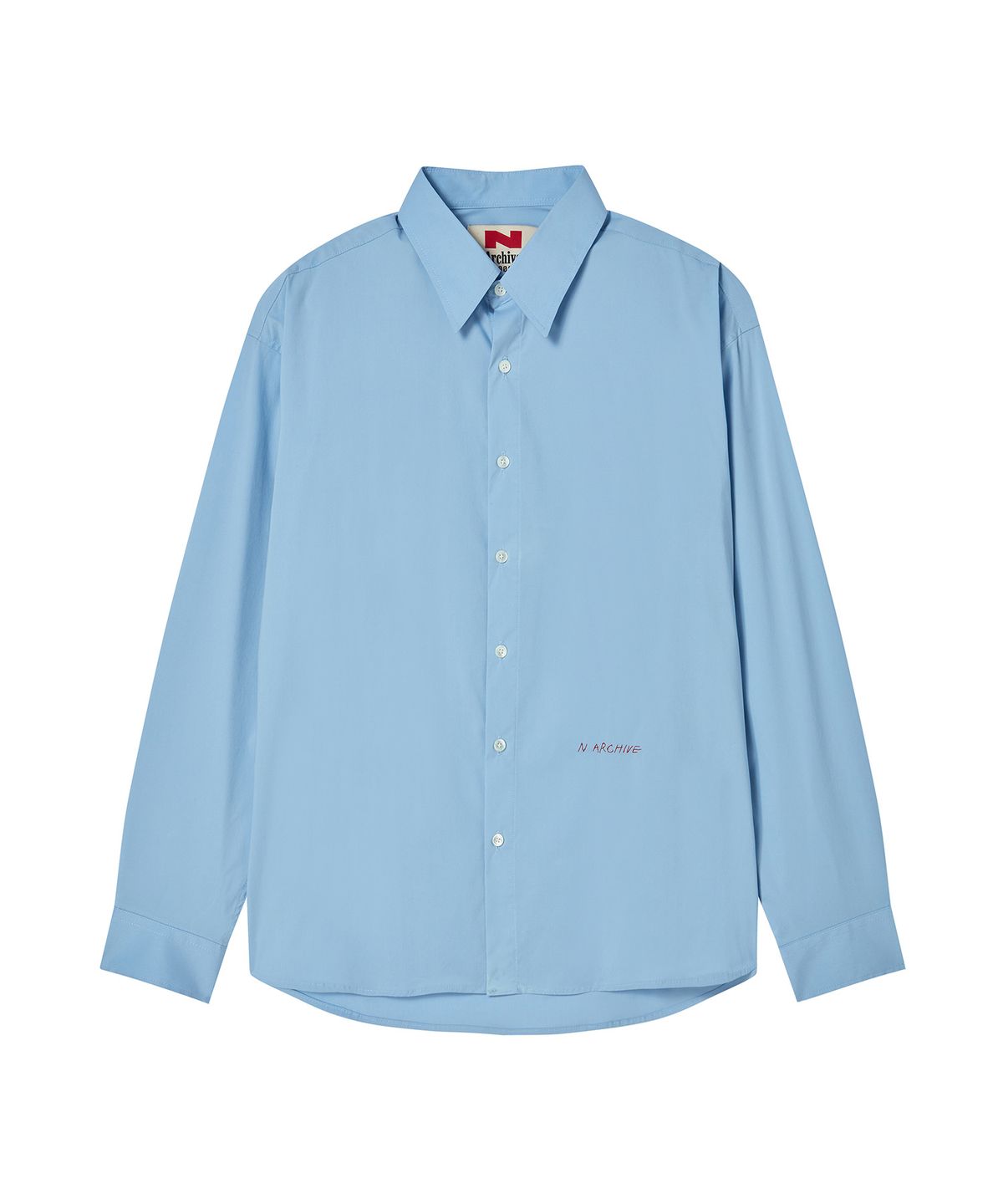 비욘드클로젯(BEYOND CLOSET) [COLLECTION LINE] 파인 코튼 로고 셔츠 블루