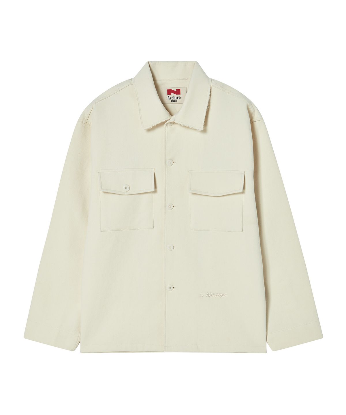 비욘드클로젯(BEYOND CLOSET) [COLLECTION LINE] 컷팅 카라 테일러드 코튼 자켓 아이보리