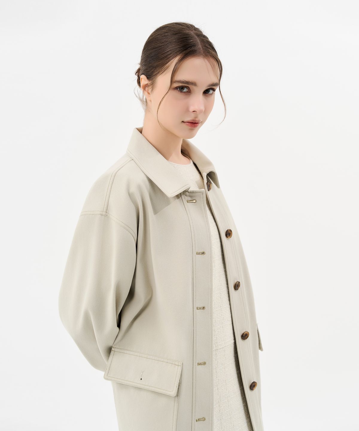 라넌큘러스(RANUNCULUS) 코튼 워크 자켓_KHAKI BEIGE