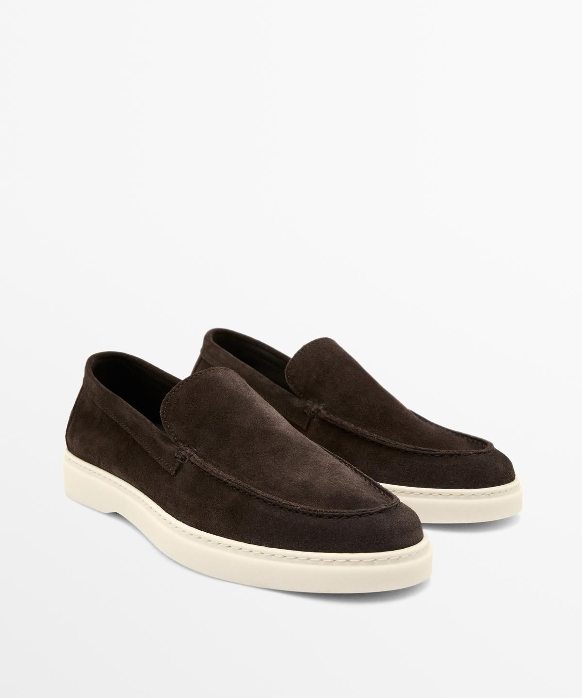 마시모두띠(MASSIMO DUTTI) 스플리트 스웨이드 발등 스티치 레더 로퍼