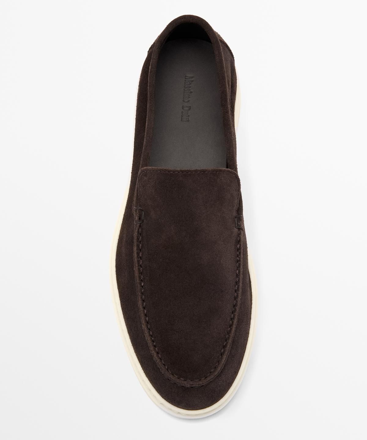 마시모두띠(MASSIMO DUTTI) 스플리트 스웨이드 발등 스티치 레더 로퍼