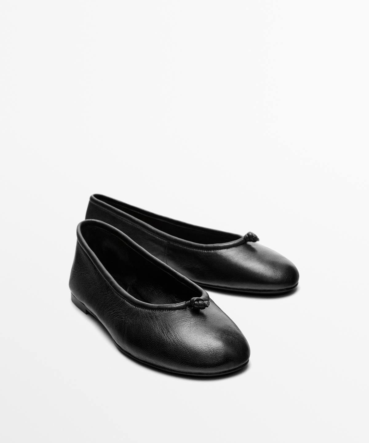 마시모두띠(MASSIMO DUTTI) 매듭 레더 발레리나