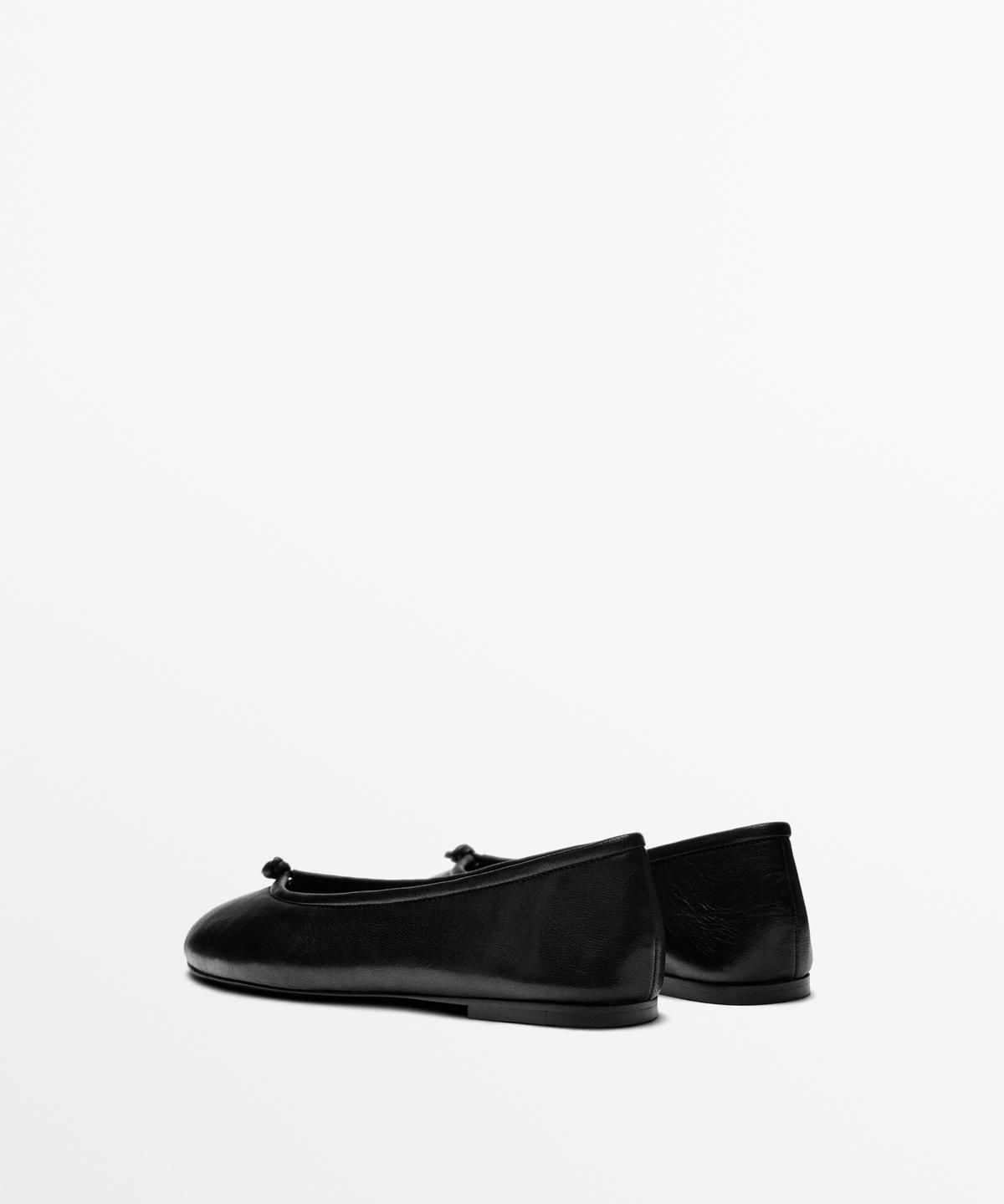 마시모두띠(MASSIMO DUTTI) 매듭 레더 발레리나
