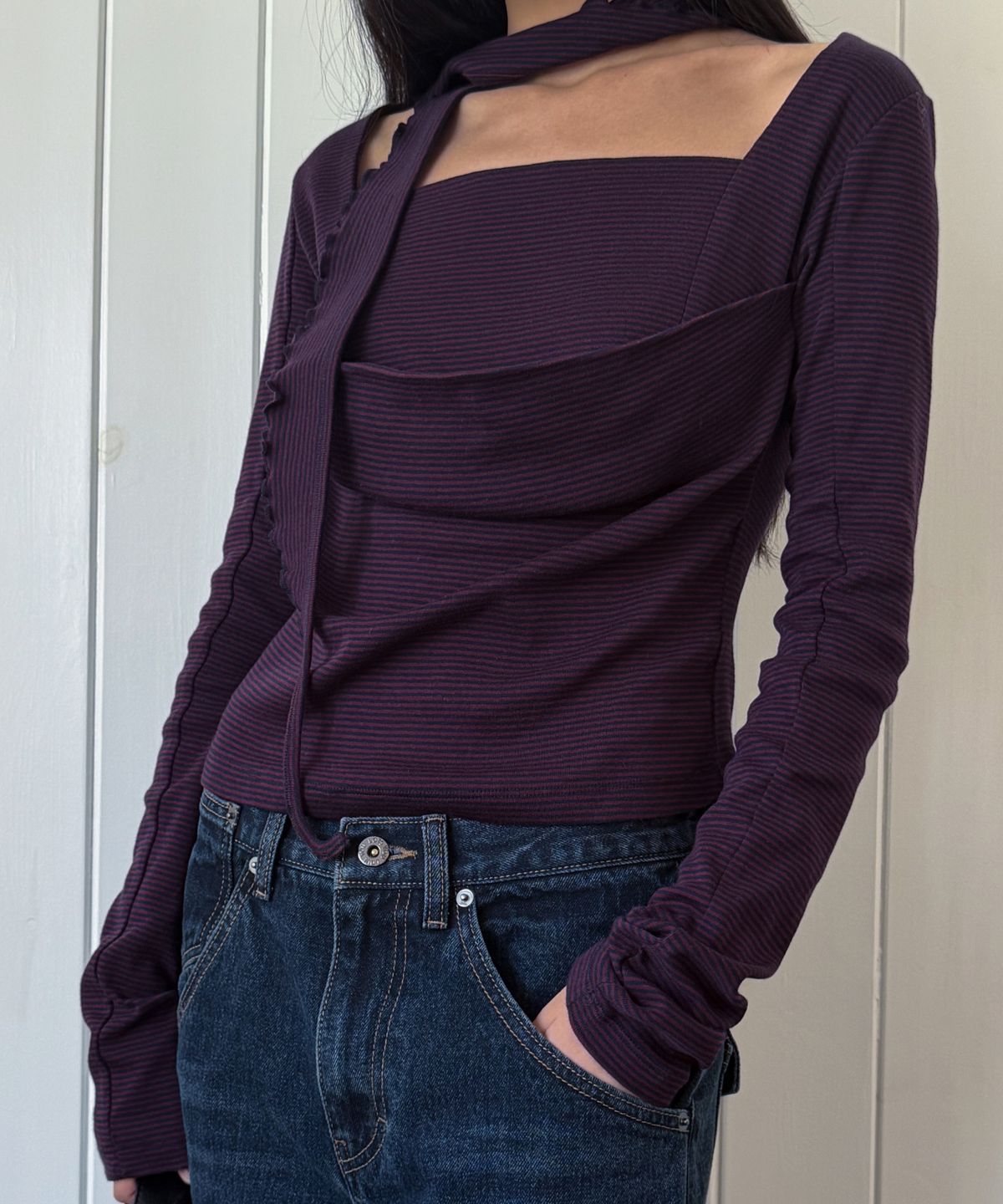 라츠유(LOTSYOU) LOTSYOU_Jennie Long Sleeve Top WINE