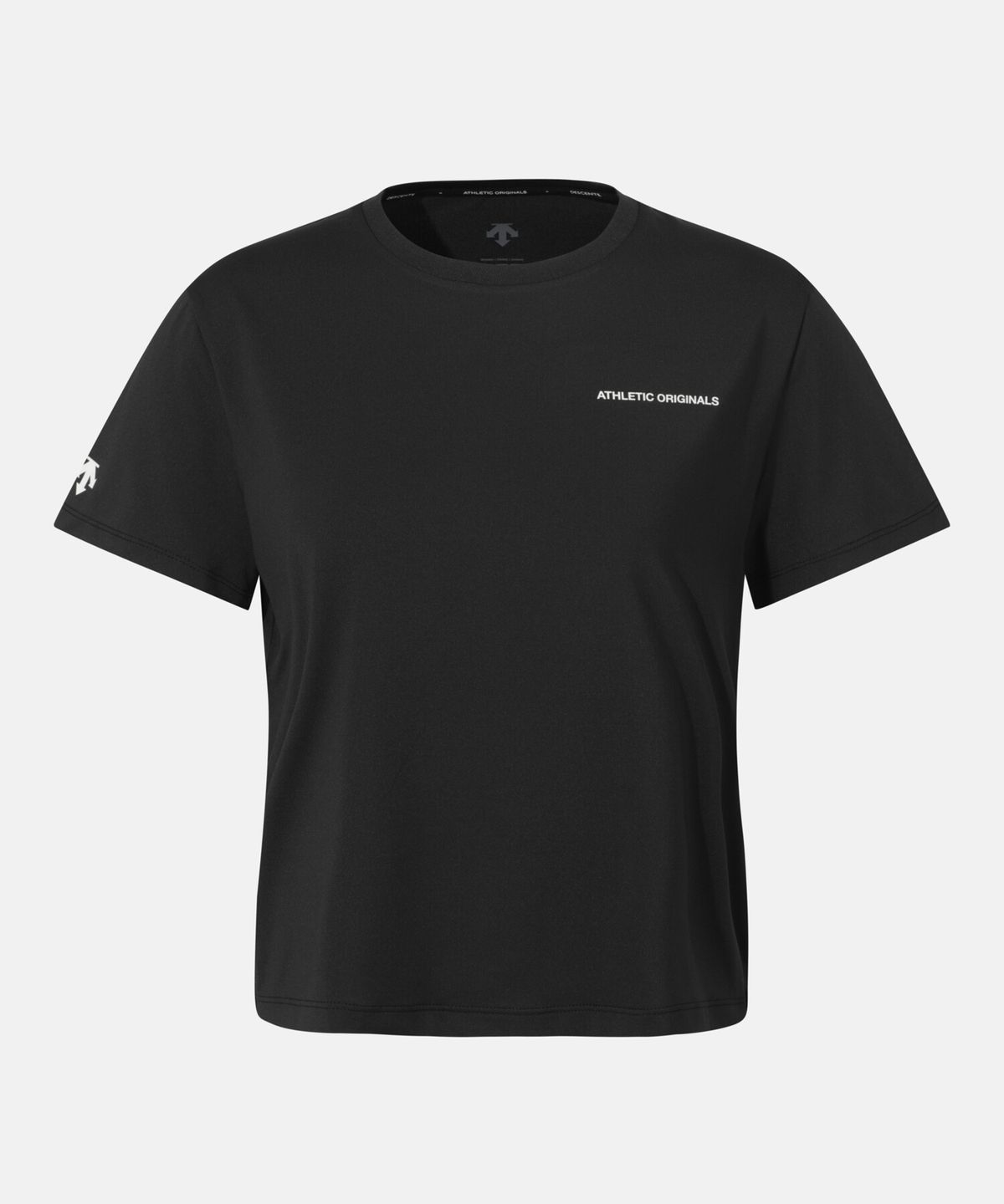 데상트(DESCENTE) 우먼스 러닝 세미 크롭 반팔 티셔츠 블랙 SR122RTS31