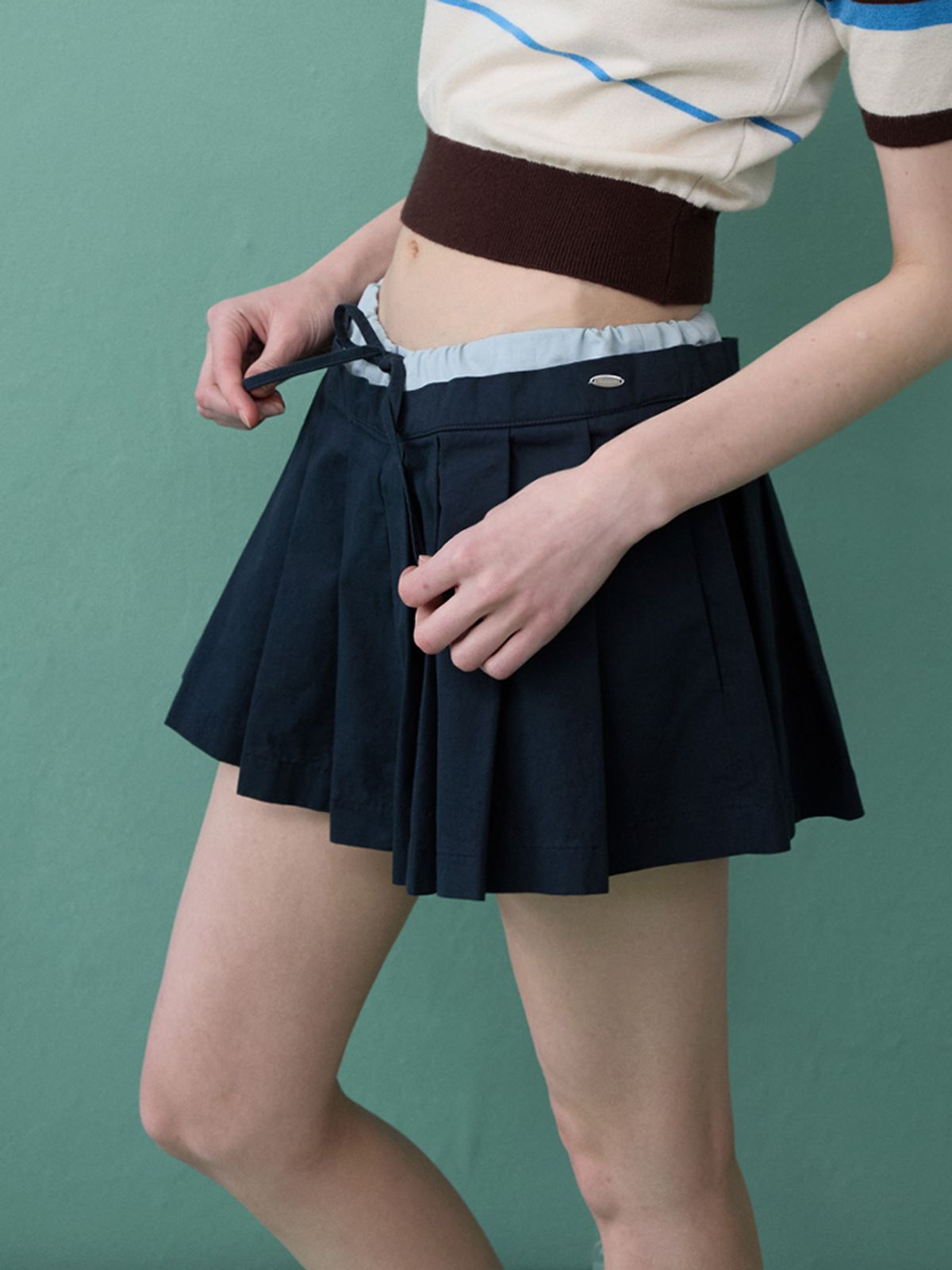 뮈르뮈르(MURMURE) 폴카 배색 플리츠 스커트 팬츠_Polka Pleats Pants