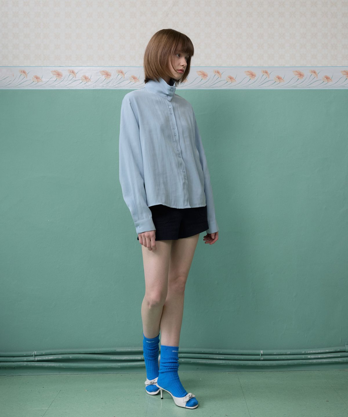 뮈르뮈르(MURMURE) 루메느 하이넥 스웨이드 무드 셔츠_Lumene Shirt