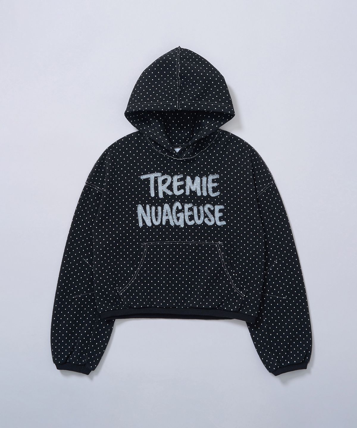 졸리앙볼(JOLIEENVOL) CROPPED MICRO DOT HOODIE (BLACK)
