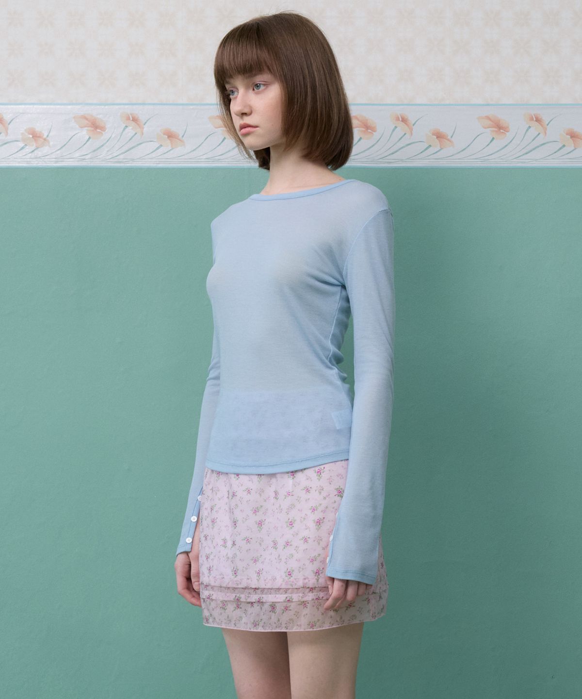 뮈르뮈르(MURMURE) 레나 시어 플라워 미니 스커트_Lena Mini Skirt