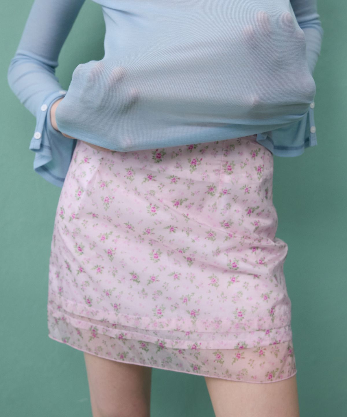 뮈르뮈르(MURMURE) 레나 시어 플라워 미니 스커트_Lena Mini Skirt