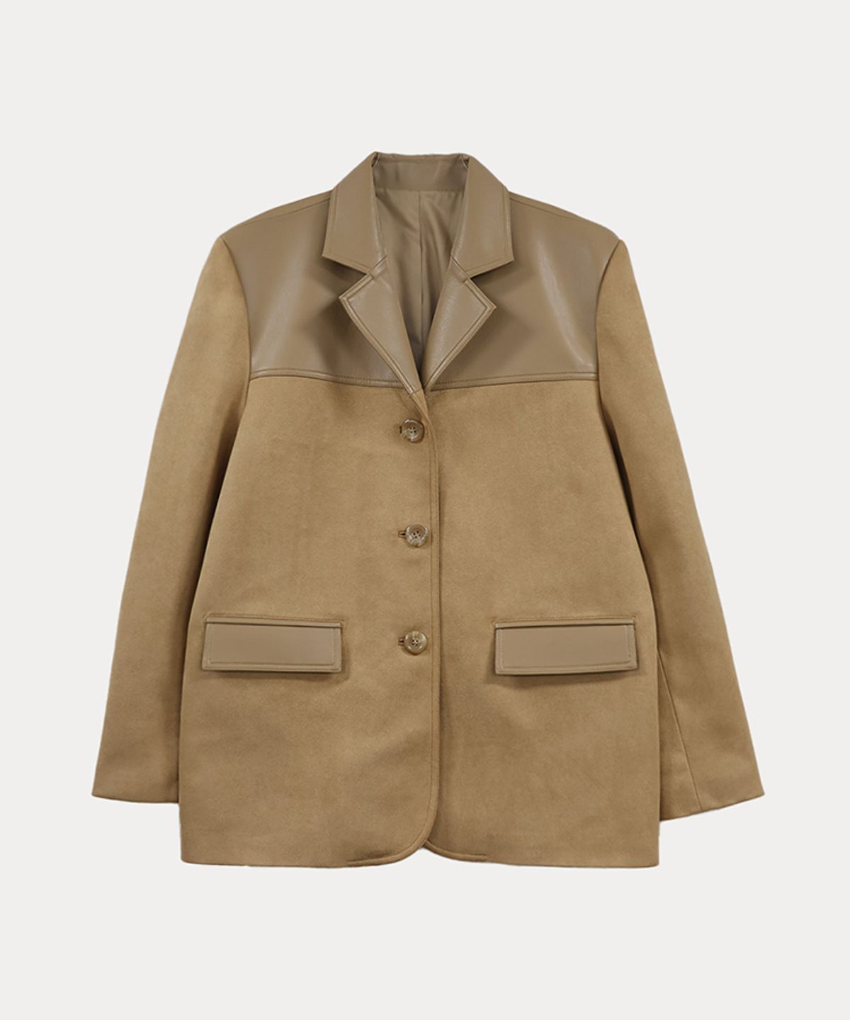 타버트(TARVERT) Tailored Suede Combo Leather Jacket - Camel