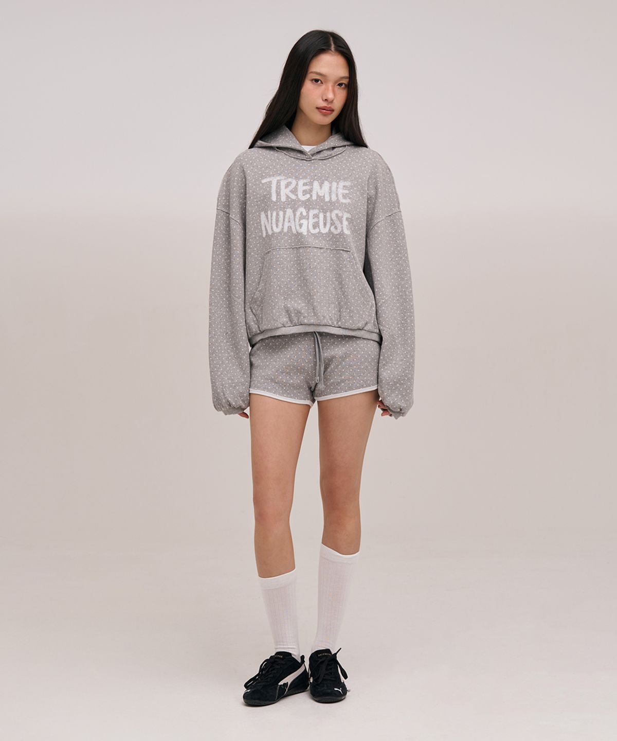 졸리앙볼(JOLIEENVOL) MICRO DOT SHORTS (GREY)