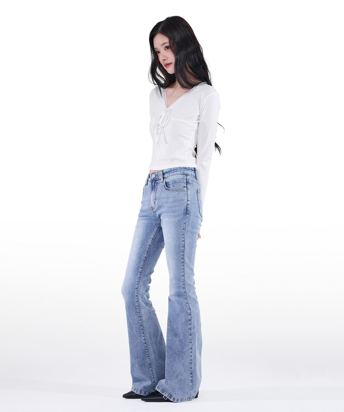 알키알카(ALKI ALKA) Washed Bootcut Denim Pants (Medium Blue)