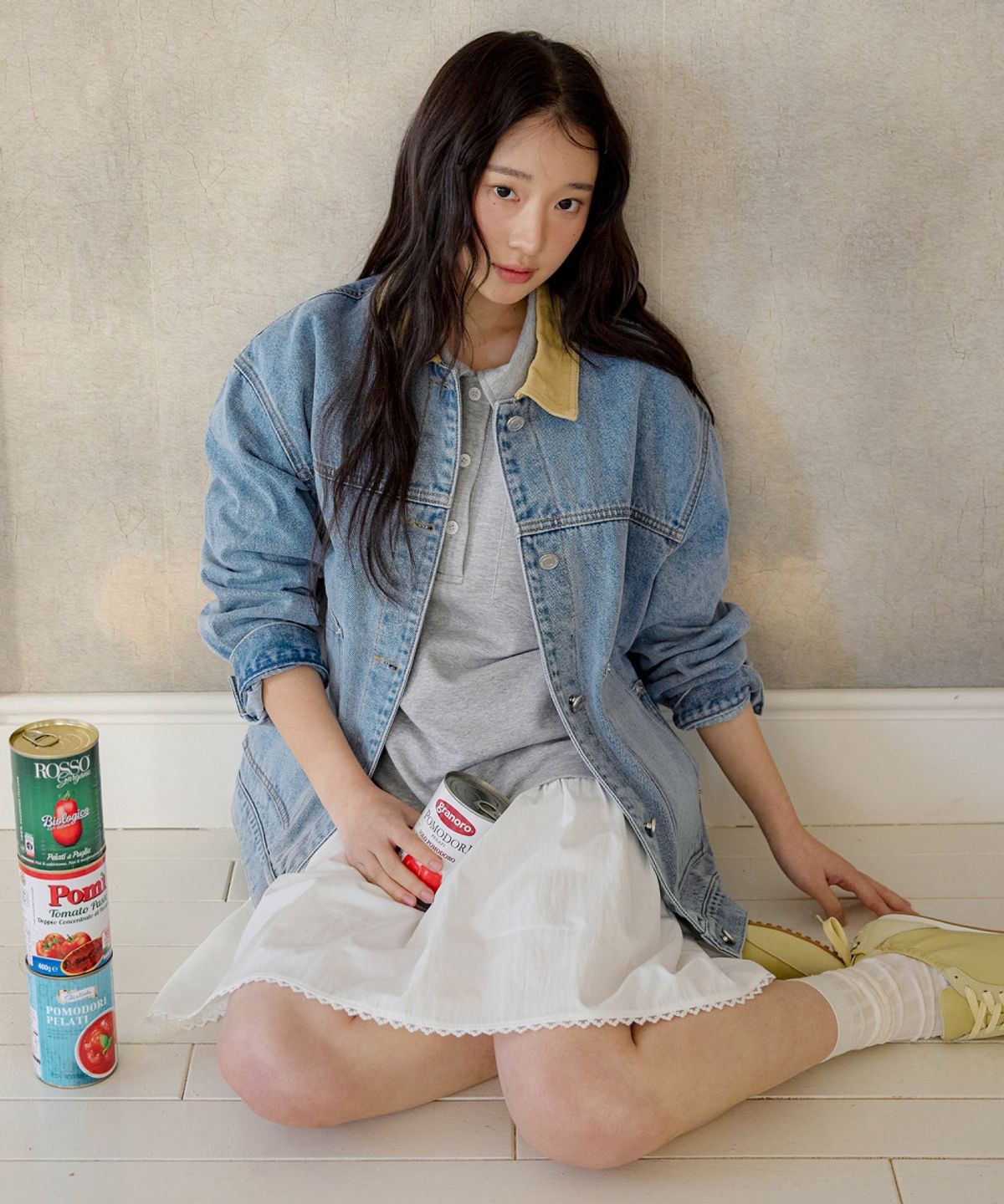 올리브 데 올리브(OLIVE DES OLIVE) 카라 티셔츠 레이어드 플레어 원피스 OE6SO2540