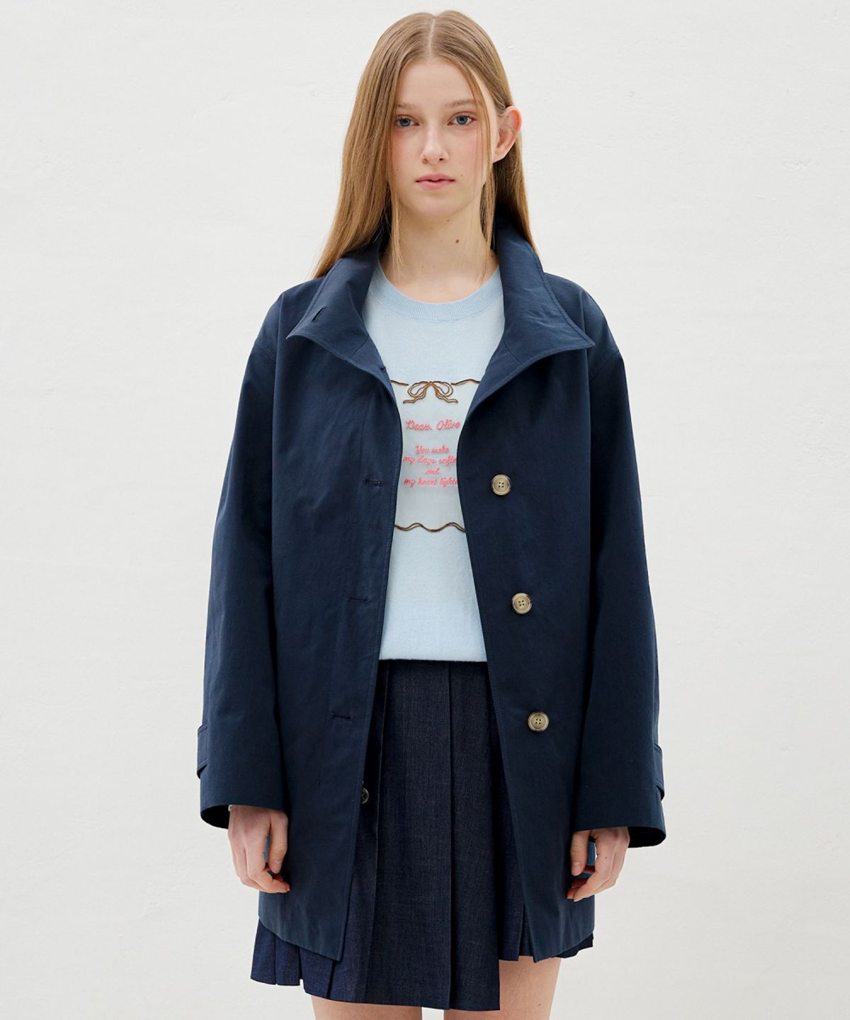 올리브 데 올리브(OLIVE DES OLIVE) 하이넥 싱글 트렌치코트 OW6SR2100