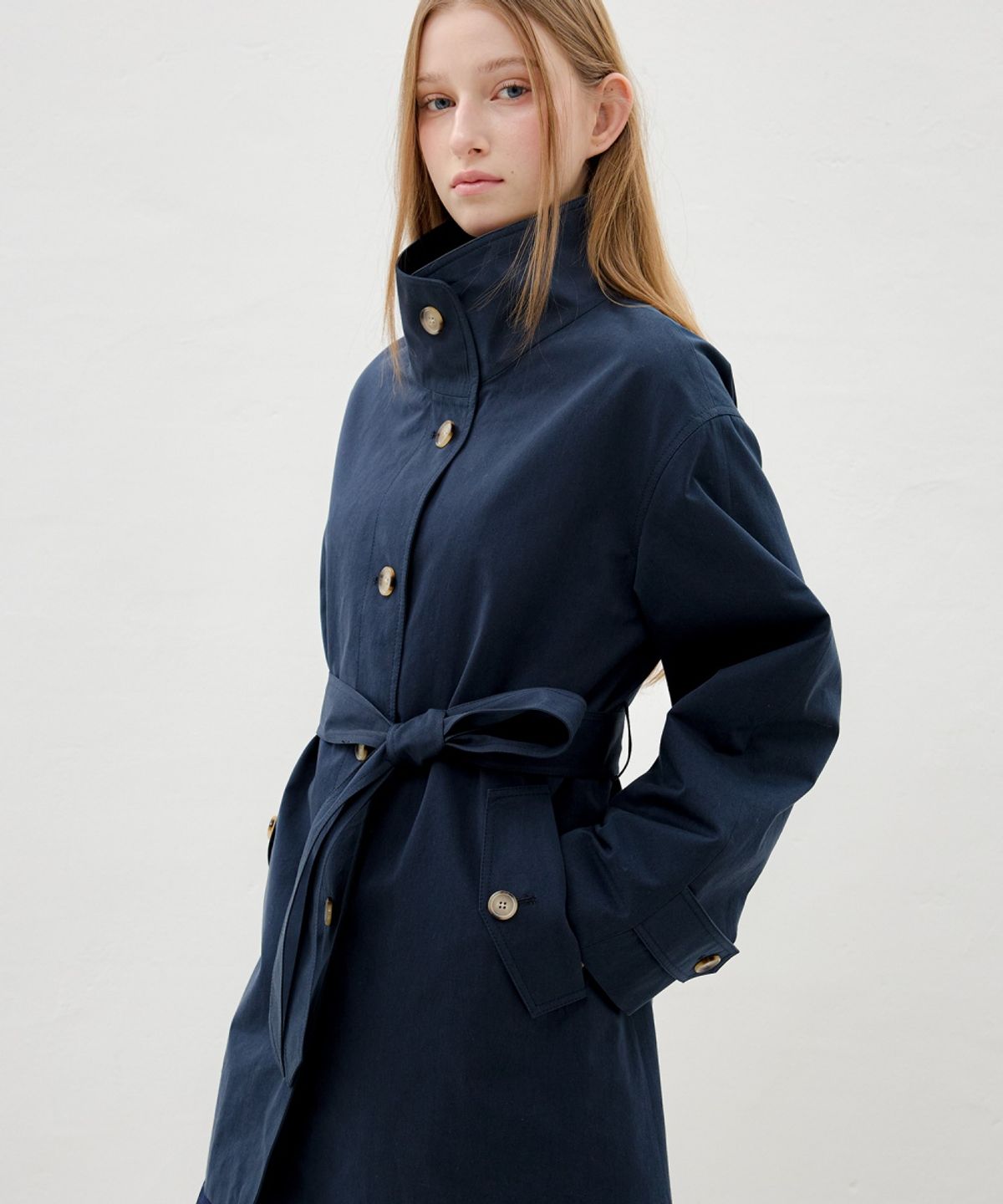 올리브 데 올리브(OLIVE DES OLIVE) 하이넥 싱글 트렌치코트 OW6SR2100