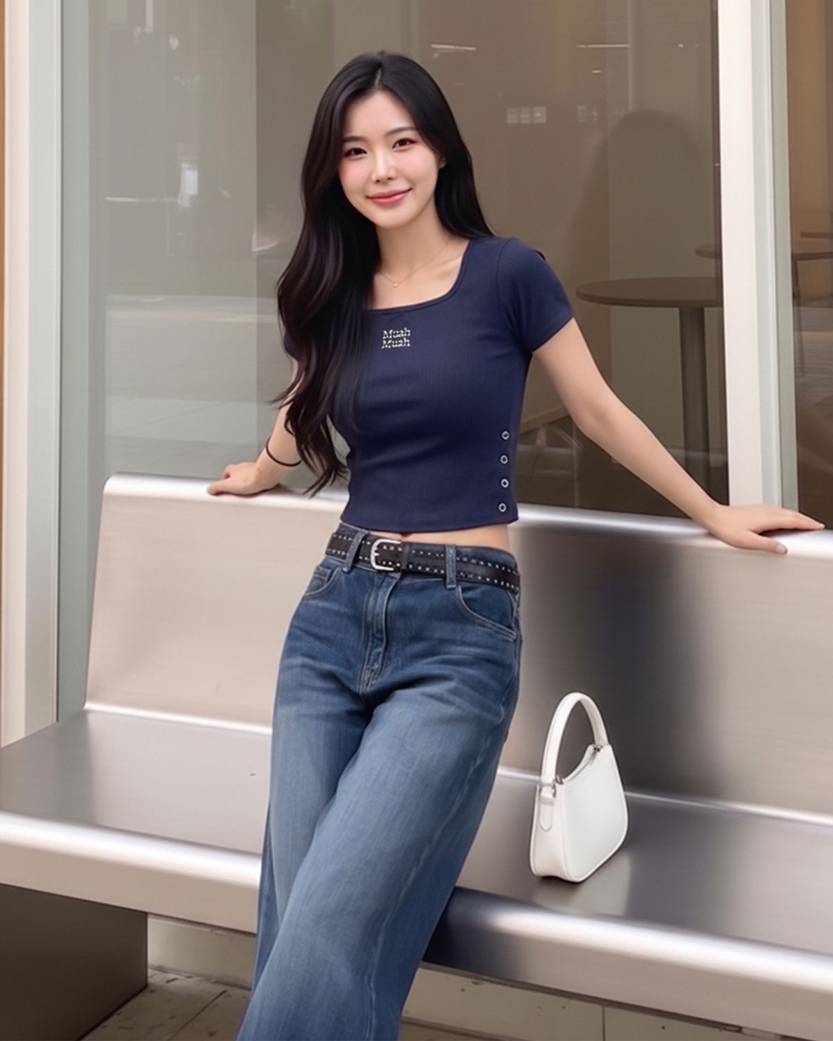 무아무아(MUAHMUAH) 슬릿 버튼 크롭 반팔티셔츠 [6color]
