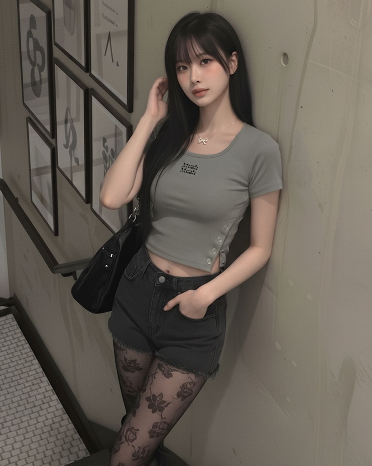 무아무아(MUAHMUAH) 슬릿 버튼 크롭 반팔티셔츠 [6color]
