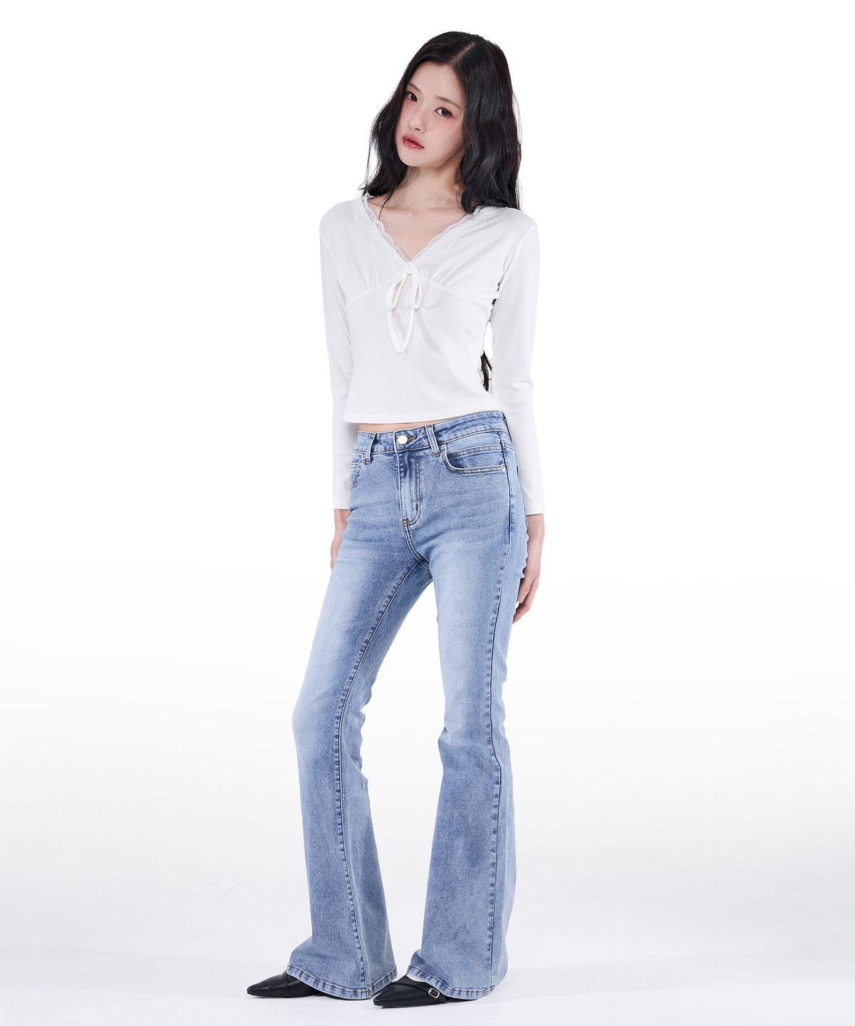 알키알카(ALKI ALKA) Lace Trim Long Sleeve (Ivory)